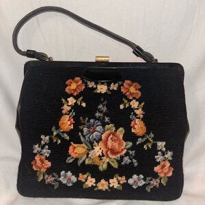 Vintage Floral Embroidered Black Shoulder Bag | Chic Accessory